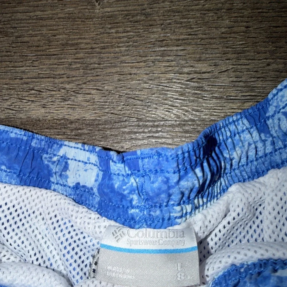 Peter Millar AOP Mesh-Lined Swim Trunks Blue Mens Large